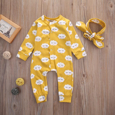 

Newborn Baby Girl Ruffle Romper Jumpsuit Pajamas Long Sleeve Clothes Outfits