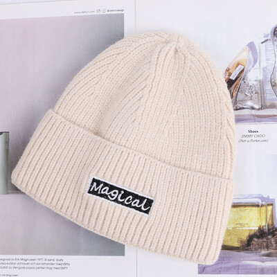 

Adult Winter Hat Womens Wool Cap Korean Edition Simple Hundred Sets of Pure Knitted Hat Student Couple Ear Protector Cold Cap