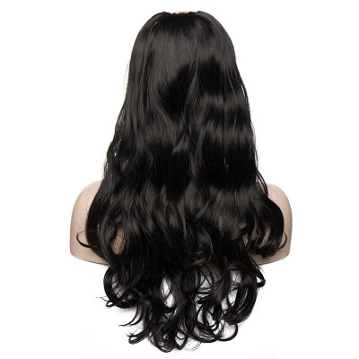 

U Shape Part Half Head Wig Clip In Hair Extension Full Head One Piece Invisible 7 clips With Wig Net Synthetic Straight Curly