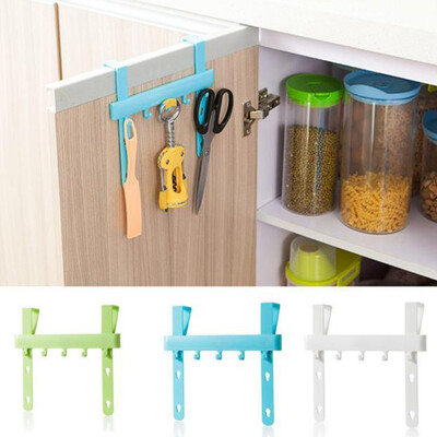 

Multi-function Kitchen Door 5 Even Hooks Cabinet Towel Rag Apron No Trace Nail-free Rack