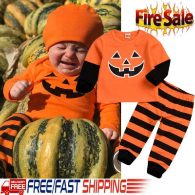 

Cute Newborn Baby Boys Girls Halloween Clothes TopsLong Pants Outfits 0-24M