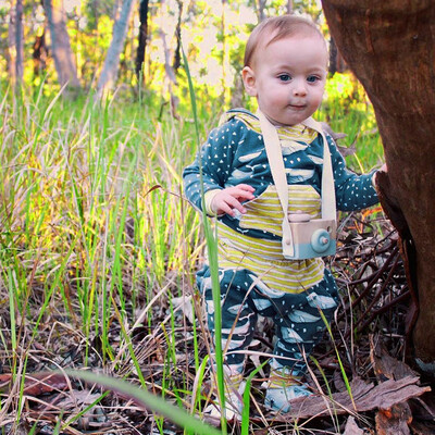 

Newborn Infant Baby Boy Cartoon Striped Hoodie TopsPants Outfits Clothes Set