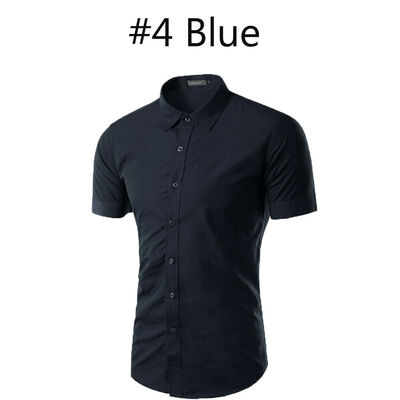 

Mens Short Sleeve Button Down T-shirt Tops Slim Fit Casual Dress Stylish Shirts