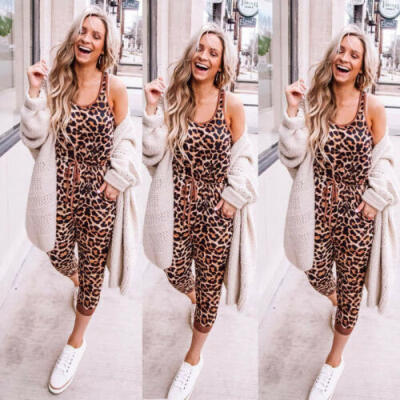 

AU Stock Women Leopard Print Playsuit Party Jumpsuit Romper Trouser Pants Summer