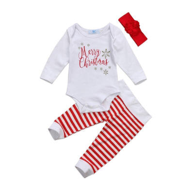 

3PCS Newborn Baby Christmas T-Shirt Tops Romper Long Pants Outfits Clothes Set