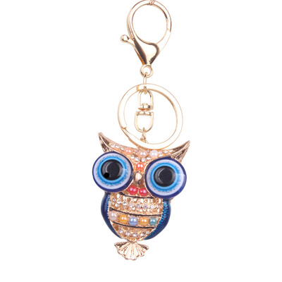 

Creative Owl Metal Diamond Keychain Bags Jewelry Pendant Customized Boys&Girls Small Gifts