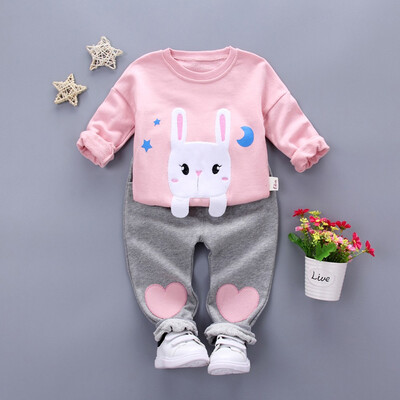 

Toddler Baby Girl Long Sleeve Rabbit Print Pullover Tops Loving Heart Pants Set