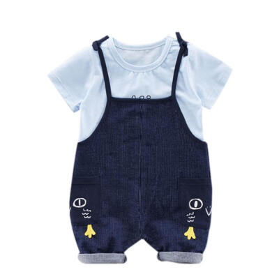 

Baby Clothes Summer Baby Boys Girls Short Sleeve Letter Print Tops Blouse T-shirtSuspender Pants Children Casual Outfits Sets