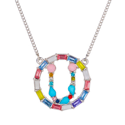 

Letter Fashion Multi-color Zircon Charm Circle Pendant Necklace Necklaces Birthday Jewelry Christmas Gifts