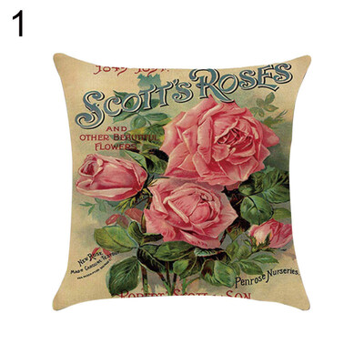 

Vintage Flower Peacock Feather Linen Pillow Case Cushion Cover Sofa Home Decor
