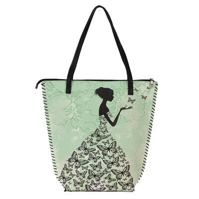 

Ethnic Printing Leather Totes Women Shoulder Handbags Large Top-handle Bags