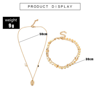 

Vintage Shell Pearl Coin Necklace For Women Fashion Gold Color Medallion Multiple Layers Pendant Long Necklaces Jewelry