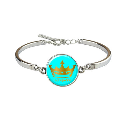 

New His Queen Her King Bracelet Titanium Wristband Couple Bracelet King&Queen Crown Bracelet