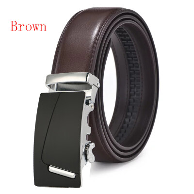 

New Automatic Buckle Cowskin Brown Belt Good Quality Genuine Leather Luxury Strap Male Belts For Men Jeans Wide 110-130cm long