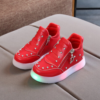 

Autumn Children Shoes Girl Fashion LED Lights Soft Casual Sports Walking Toddler Shoes
