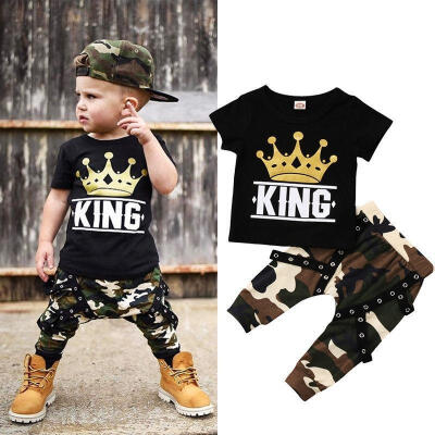 

Fashion Newborn Kids Baby Boys Tops T-shirt Camo Pants 2PCS Outfits Set Clothes 0-5Years