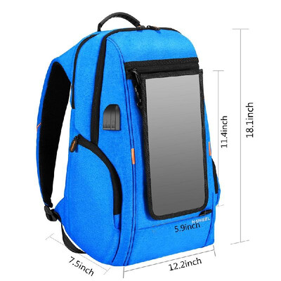 

Outdoor Charging Backpack with USB Port Waterproof Breathable Travel Bag Wear-resisting Anti-theft Backpack with Solar Panel