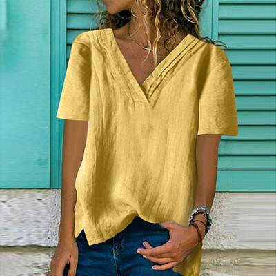 

Womens T Shirts Short Sleeve V-Neck Loose Casual Basic Tee Tops Summer T-Shirt