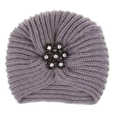 

Tailored Women Ladies Solid Color Rhinestone Knited Headgear Beanie Tail Hat Cap