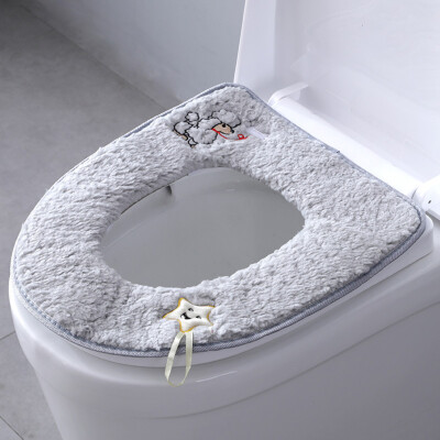 

〖Follure〗Cute Embroidered Cartoon Thicken Toilet Mat Sticky Button Toilet Cushion