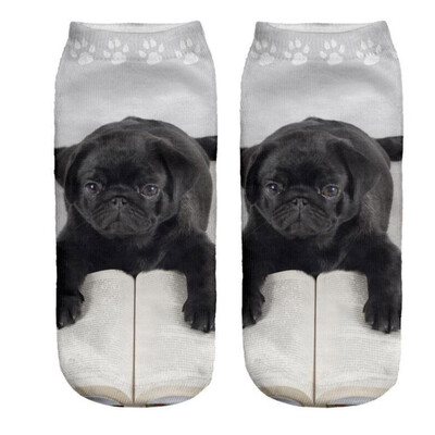 

1Pair Women Low Cut Ankle Socks Funny Dog 3D Printing Sock Cotton Hosiery Printed Socks