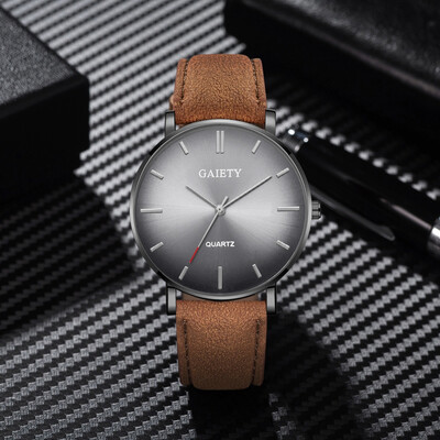 

Gobestart Fashion Simple Casual Mens Watch Business Leather With Strap Mens Watch