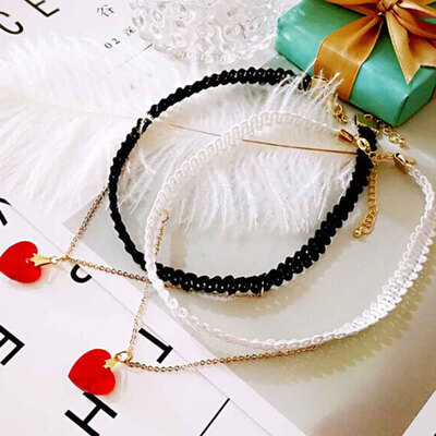 

Japanese han edition sweet lovely girl joker double love collar necklace chain of clavicle