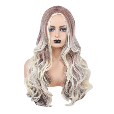 

〖Follure〗Fashion Mix Colors Gradient Long Curly Synthetic Wig Full Wig Wavy Wig