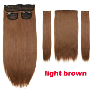 

20" Clip In Hair Extension 3 Pcs 8 Clips 34 Full Head Real Thick Hairpiece Clip In Curly Straight Synthetic Heat Resistant Hair