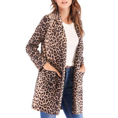 

Toponeto Women Fashion Leopard Leopard Print Coat g Cardigan Jacket
