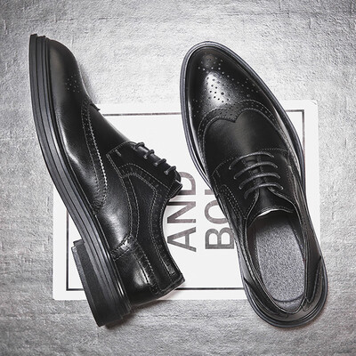 

Summer carved shoes mens Korean version of the breathable British Bullock tide shoes mens pointed business casual shoes 3077-A