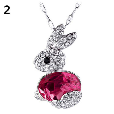 

Women Fashion Delicate Rhinestone Little Rabbit Pendant Sweater Necklace Jewelry