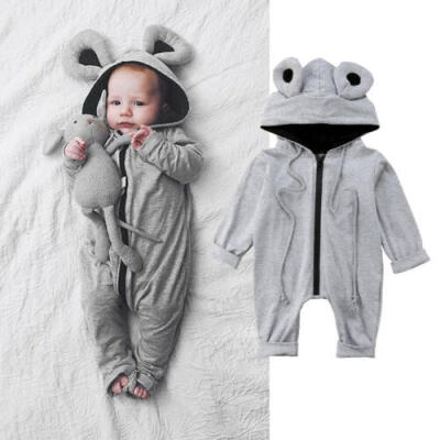 

UK STOCK Infant Baby Girl Boy Rabbit 3D Ear Warm Romper Jumpsuit Outfits Clothes