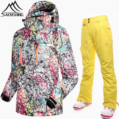 

SAENSHING winter ski suit female Cotton Pad Warm waterproof snowboarding suits women outdoor skiing ski jacketsnowboard pant