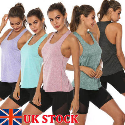 

Womens Sports Gym Racer Back Running Vest Fitness Jogging Yoga Tank Top -XL Run