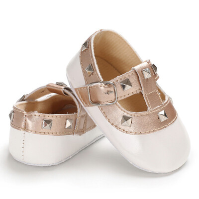

Fashion Autumn Winter Stitching Rivet Princess shoes Cute Baby Girl Soft Soled PU Shoes Infant Walking Dress Cradle Shoe