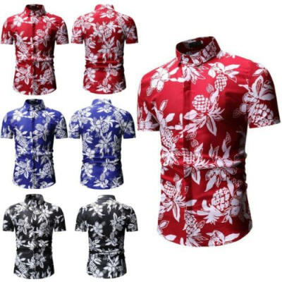 

Mens Floral Flower Print Casual Shirt Men Short Sleeve Dress Shirts Tops Summer