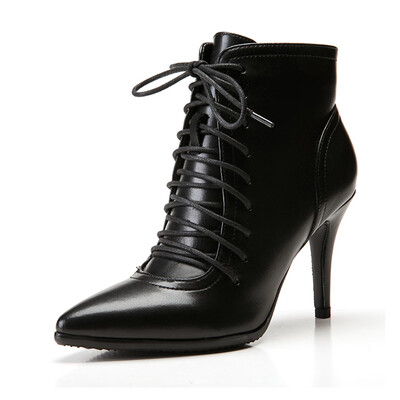 

Pointed High Heel Stiletto Boots Lace Ankle Boots