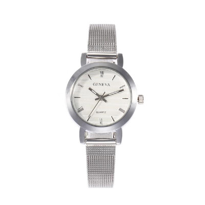 

Simple Roman Numeral Time Quartz Watch Women Fashion Alloy Mesh Band Wrist Watch