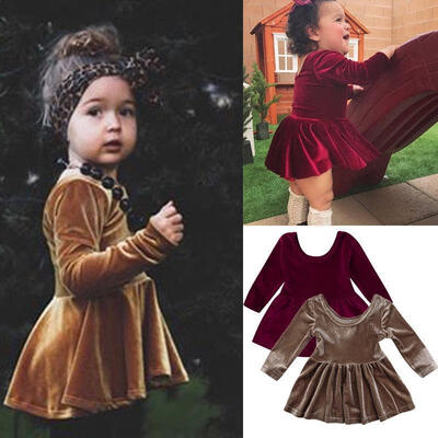 

Cute Newborn Baby Girl Kid Party Tulle Dress Spring Top Vintage Velvet Sundress