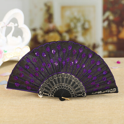 

Siaonvr Best Chinese Style Dance Wedding Party Lace Silk Folding Hand Held Flower Fan