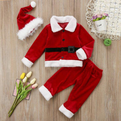 

Christmas Infant Baby Girl Boy Santa Claus HatRomper Jumpsuit Clothes Outfit
