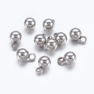 

10PCS Original Color Ball Charms 304 Stainless Steel Round Pendants 75x5mm Hole 15mm