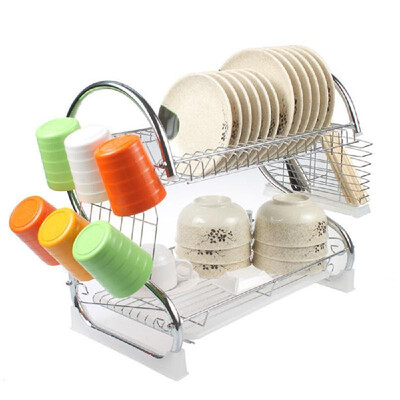 

Dish Drain Drying Rack 2 Tier Dish Rack with Utensil Holder Cup Holder Dish Drainer for Kitchen