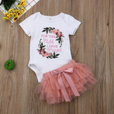 

Summer Newborn Infant Baby Girls Floral Romper Tulle Tutu Skirt Dress Outfits US