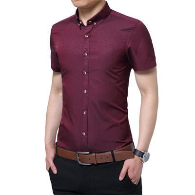 

Elegant Slim Fit Shirt Casual Short Sleeve Shirts Summer Tops For Men
