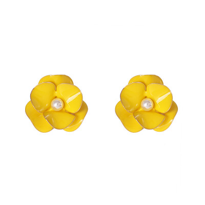 

2019 New Korean Fashion Charm yellow white Flower Earrings For Girls Women Elegant Party Statement Brincos Bijoux Gift