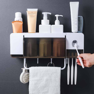 

Toponeto Toothbrush Holder Toothpaste Dispenser Multifunction Bathroom Toothbrush Holder