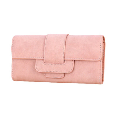 

Vintage Women Solid Color Faux Leather Cash Card Holder Long Clutch Purse Wallet