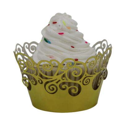 

Gobestart 50pc Christmas Lace Laser Cut Cupcake Wrapper Liner Baking Cup Muffin Yellow